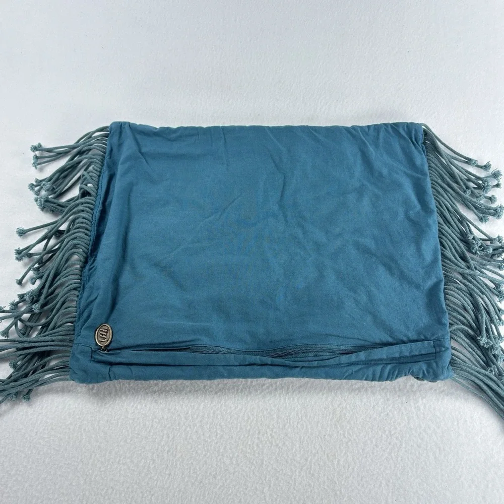 Pier one macrame decorative pillowcase zipper Teal Blue‎ Boho